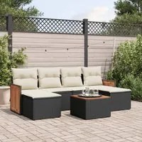 Set Divani da Giardino con Cuscini 7pz Nero Polyrattan 3260306