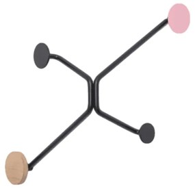 Appendiabiti da parete nero per angolo esterno con dettaglio rosa Hook - Gazzda