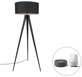 Lampada da terra intelligente nera con paralume nero incl. Wifi A60 - Ilse