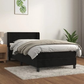Giroletto A Molle Con Materasso Nero 100x200 Cm İn Velluto /