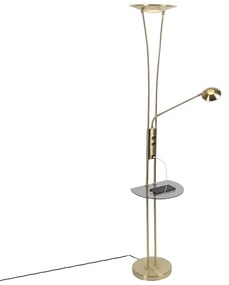 Lampada da terra dorata con luce da lettura incl. LED e porta USB - Sevilla