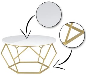 Tavolino DIAMOND 40x70 cm oro/bianco