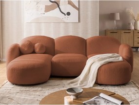 Divano angolare color terracotta (a U) con rivestimento in bouclé Orbit – Ropez