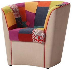 Poltrona in tessuto valentina BEIGE e seduta in patchwork