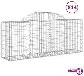 vidaXL Cesti Gabbioni ad Arco 14 pz 200x50x80/100 cm Ferro Zincato