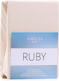 Lenzuolo con angoli beige in terry 140x200 cm Ruby – Restilo