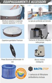 Vasca Idromassaggio da Esterno Semirigida Riscaldata 4 Posti con Mobili Ø156x70 cm NetSpa Vita Nera...