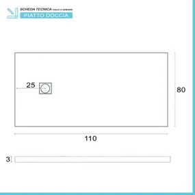 Piatto doccia filo pavimento 80x110 in resina Karen pietra tortora