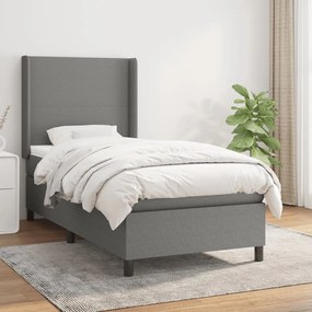 Giroletto A Molle Con Materasso Grigio Scuro 100x200 Cm Tessuto /