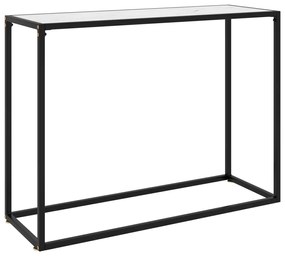 Tavolo Consolle Bianco 100x35x75 Cm İn Vetro Temperato /
