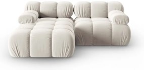 Divano angolare componibile beige (con penisola a sinistra) con rivestimento in velluto Bellis – Micadoni