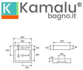 Kamalu - lavandino bagno design piccolo 45cm in ceramica bianca |litos-540