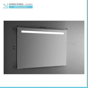 Specchiera da parete 100x70 con fascia LED e illuminazione interna