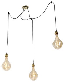 Lampada a sospensione oro 3 luci con LED oro dimmerabile - Cava Luxe