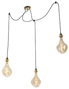 Lampada a sospensione oro a 3 luci con LED oro dimmerabile - Cava Luxe