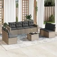 Set Divano da Giardino 9 pz con Cuscini Grigio in Polyrattan 3251197