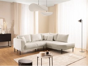 Divano angolare beige (con penisola a destra/a L) con rivestimento in ciniglia Mauris – Ropez