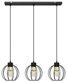 Lampadario a sospensione con filo STARLIGHT 3xE27/15W/230V nero/oro