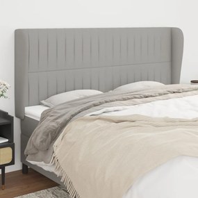 Testiera Ad Orecchio Grigio Chiaro 163x23x118/128 Cm İn Tessuto /