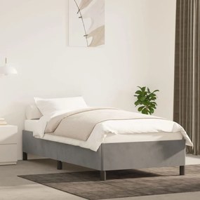 Giroletto Senza Materasso Grigio Chiaro 90x200 Cm Velluto /