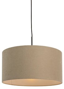 Lampada a sospensione rustica nera con paralume beige 50 cm - Combi