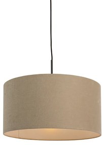 Lampada a sospensione nera paralume beige 50 cm - COMBI 1