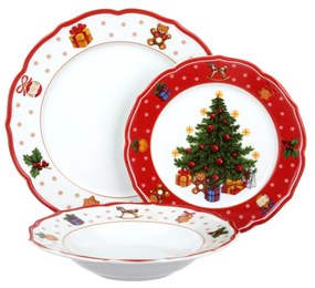 Set posto tavola 3 piatti Natale Albero rosso