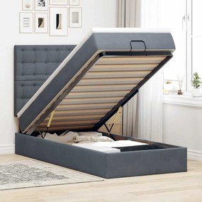 Struttura Letto Pouf Con Materassi 90x190 Cm İn Velluto /