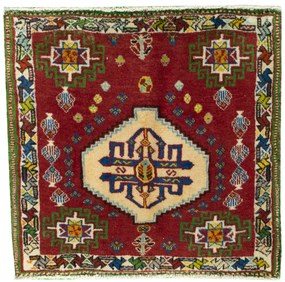 Shiraz Tappeto 60x60 Rosso (Iran) Annodato A Mano