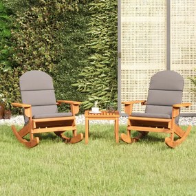 Set Salotto Da Giardino Adirondack 3pz Legno Massello Di Acacia /
