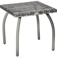 EasyComfort Tavolino in Rattan Sintetico, Tavolino da Esterno Piccolo, per Giardino, Terrazzo Impermeabile Grigio 45x45x44cm