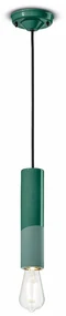Sospensione Piccola Vintage Decò Pi Ceramica Verde Bottiglia 1 Luce E27