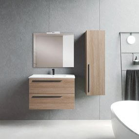 Mobile sottolavabo, lavabo e specchio Mia per vasca centrale canela in truciolare L 80 x H 55 x P 45 cm 2 cassetti, top incluso