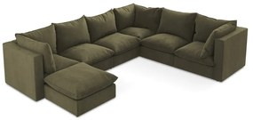 Divano angolare color kaki (con penisola a destra/a U) Manao – Makamii