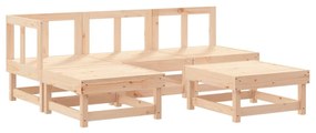 Set divani da giardino 5 pz con cuscini in legno massello
