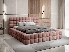 Letto matrimoniale con box contenitore Arianna - 160 x 200 cm , Tessuto rosa