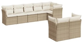 Set divano da giardino 8 pz con cuscini beige in polyrattan