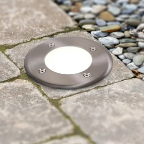 Lampada LED segnapasso MIVO LED/3W/230V diametro 12 cm IP67 cromo opaco