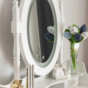 Toeletta vintage con specchio girevole e illuminazione a LED