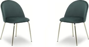 Sedia poltroncina in velluto Verde con gambe in metallo Oro - PARIS 2 sedie