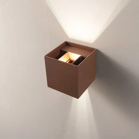 Applique in alluminio per esterni Corten con alette regolabili CUBE 10x10 cm