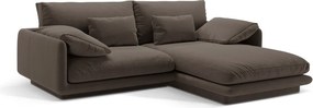 Divano angolare marrone (con penisola a destra/con chaise lounge) con rivestimento in velluto Torino – Micadoni
