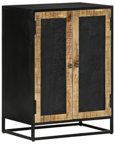 Credenza Con 2 Ante 55x35x75 Cm Legno Massello Di Mango E Ferro /