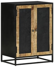 Credenza Con 2 Ante 55x35x75 Cm Legno Massello Di Mango E Ferro /