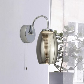 Applique Contemporanea Ciclon Acciaio Cromo Vetro Fumè Led 6W 3000K