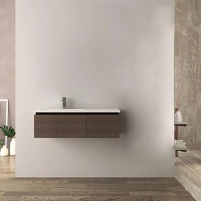 Mobile da bagno 100 cm rovere scuro Mono Slide finitura soft