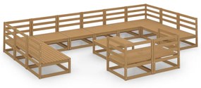 Set Divani da Giardino 13 pz in Legno Massello di Pino