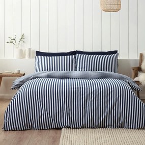 Set copripiumino e federa blu scuro in flanella per letto matrimoniale e per letto esteso 230x220 cm Stripe – Catherine Lansfield