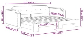 Divano Letto con Letto Estraibile Crema 100x200 cm in Tessuto