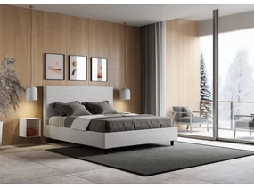 Letto senza rete imbottito 160x190 similpelle bianco Focus